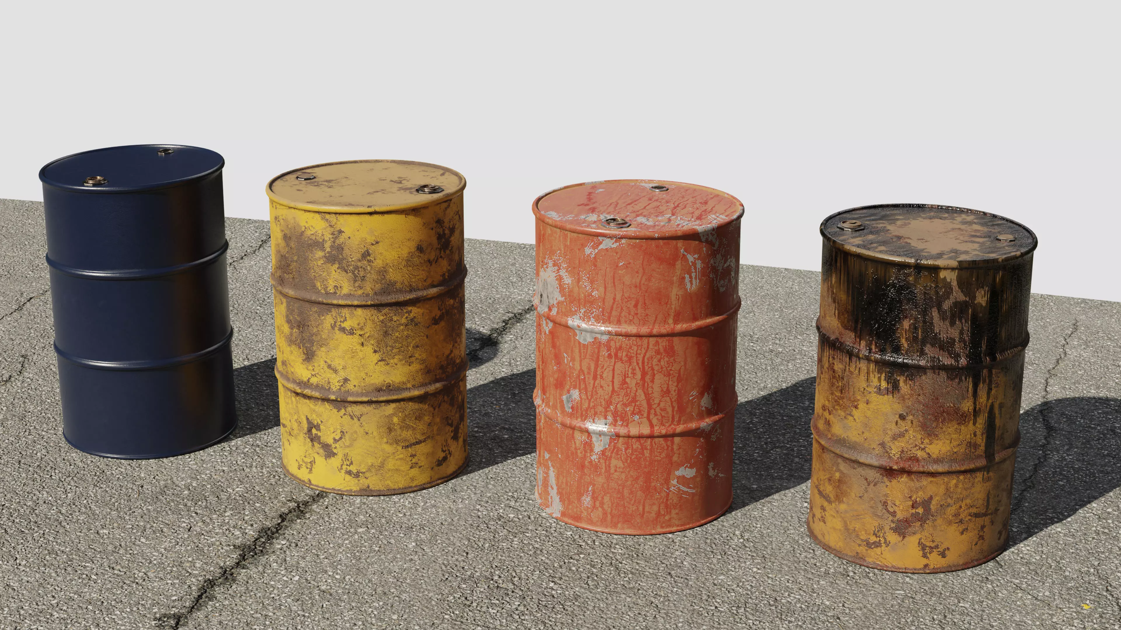 Metal Barrels Pack Low-poly 3D model_0