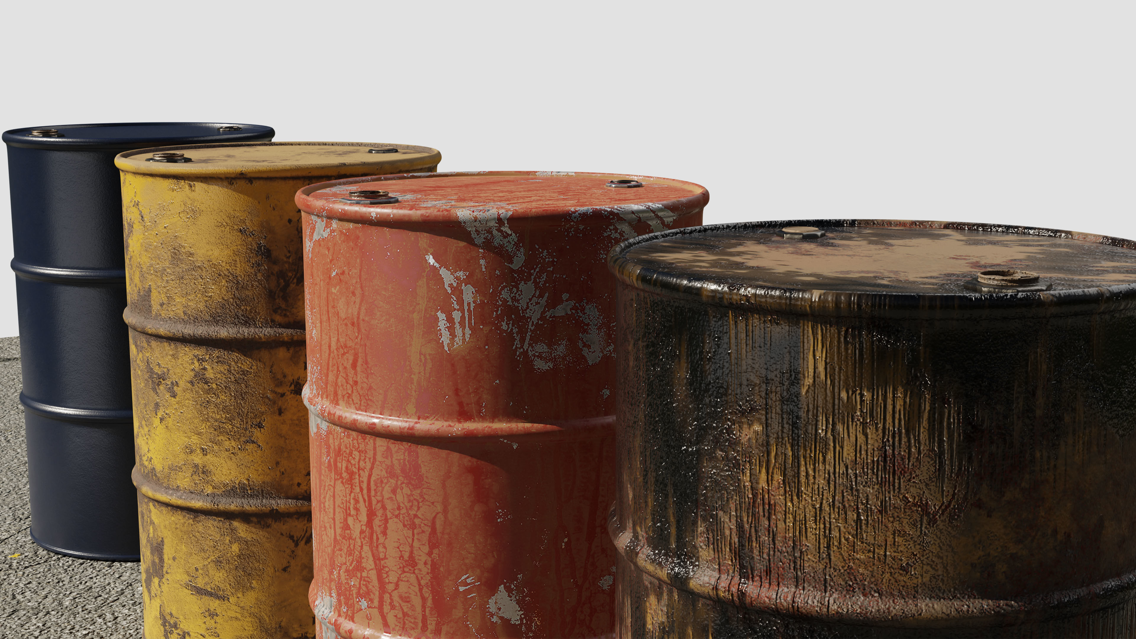 Metal Barrels Pack Low-poly 3D model_2