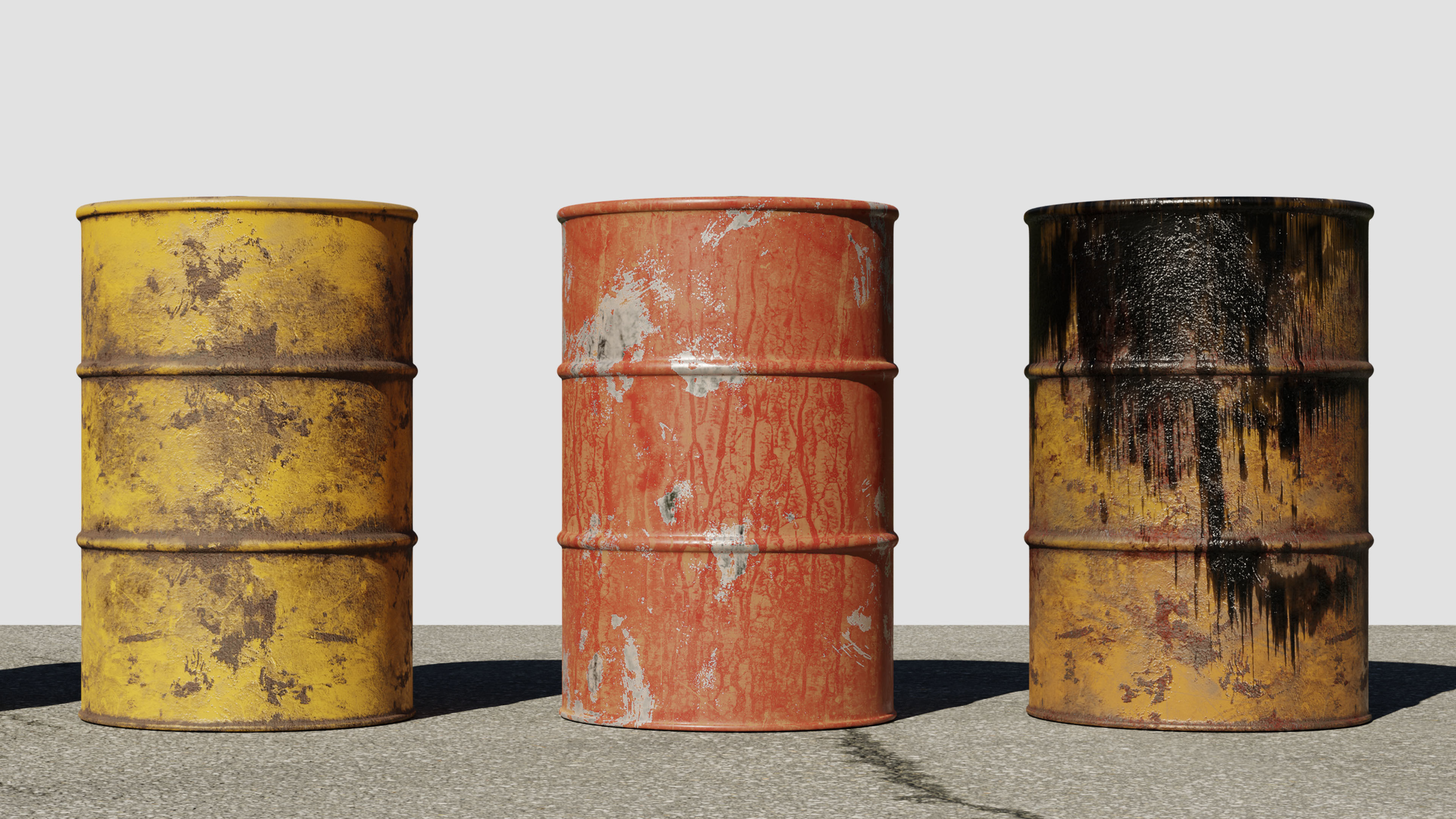 Metal Barrels Pack Low-poly 3D model_1