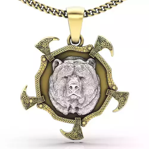 Bear  pendant silver gold printable jewelry 3D model