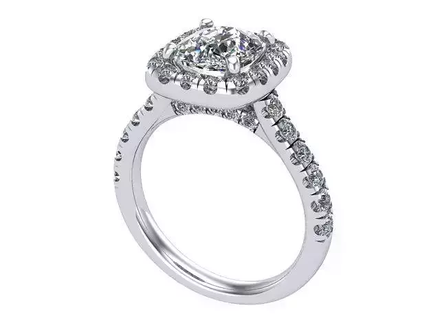 Cushion Round Diamond Engagement Ring