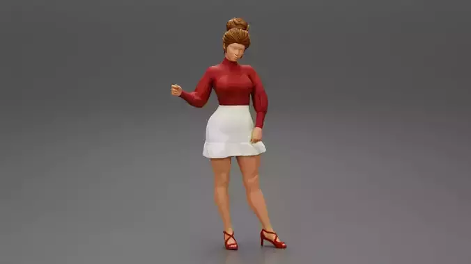 Young Woman Posing In Short Skirt And heels