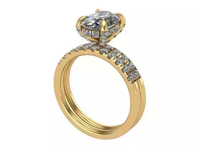 Oval Diamond Golden Wedding Set