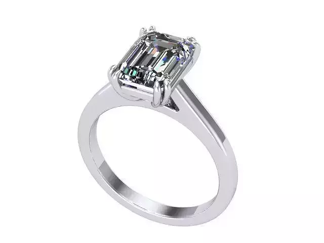 Emerald Cut Diamond Solitaire Engagement Ring