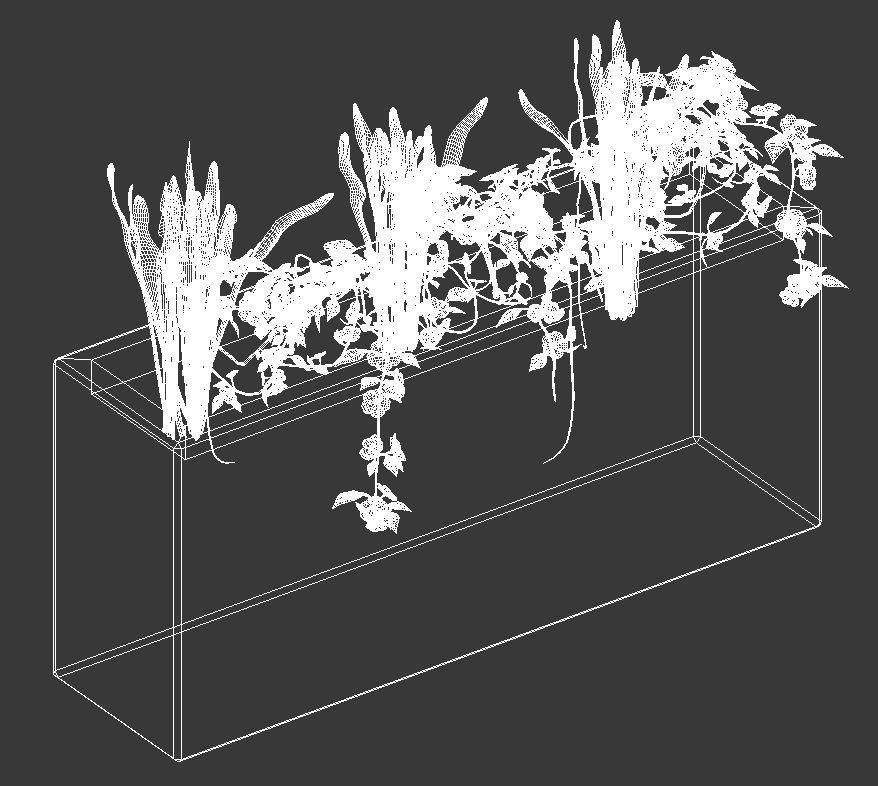 Concrete planter with plants 3D model_13