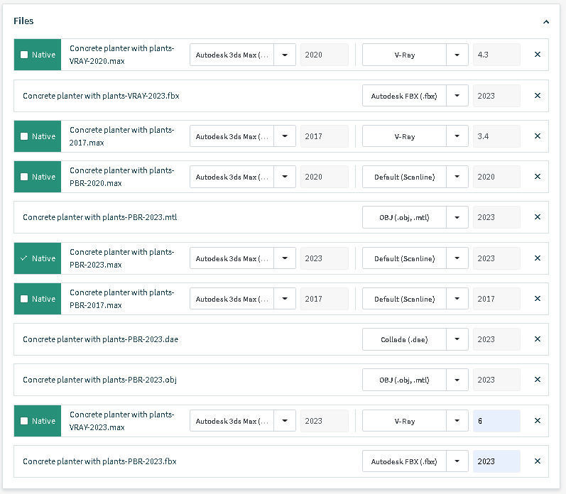Concrete planter with plants 3D model_17