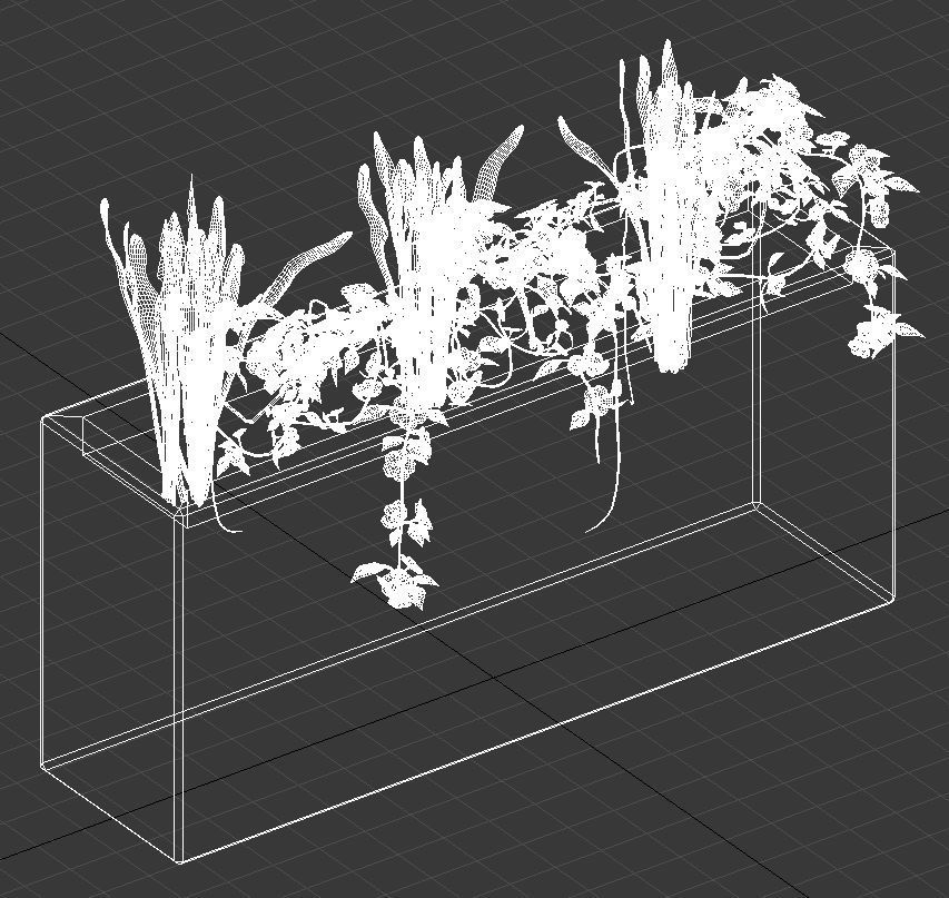 Concrete planter with plants 3D model_12