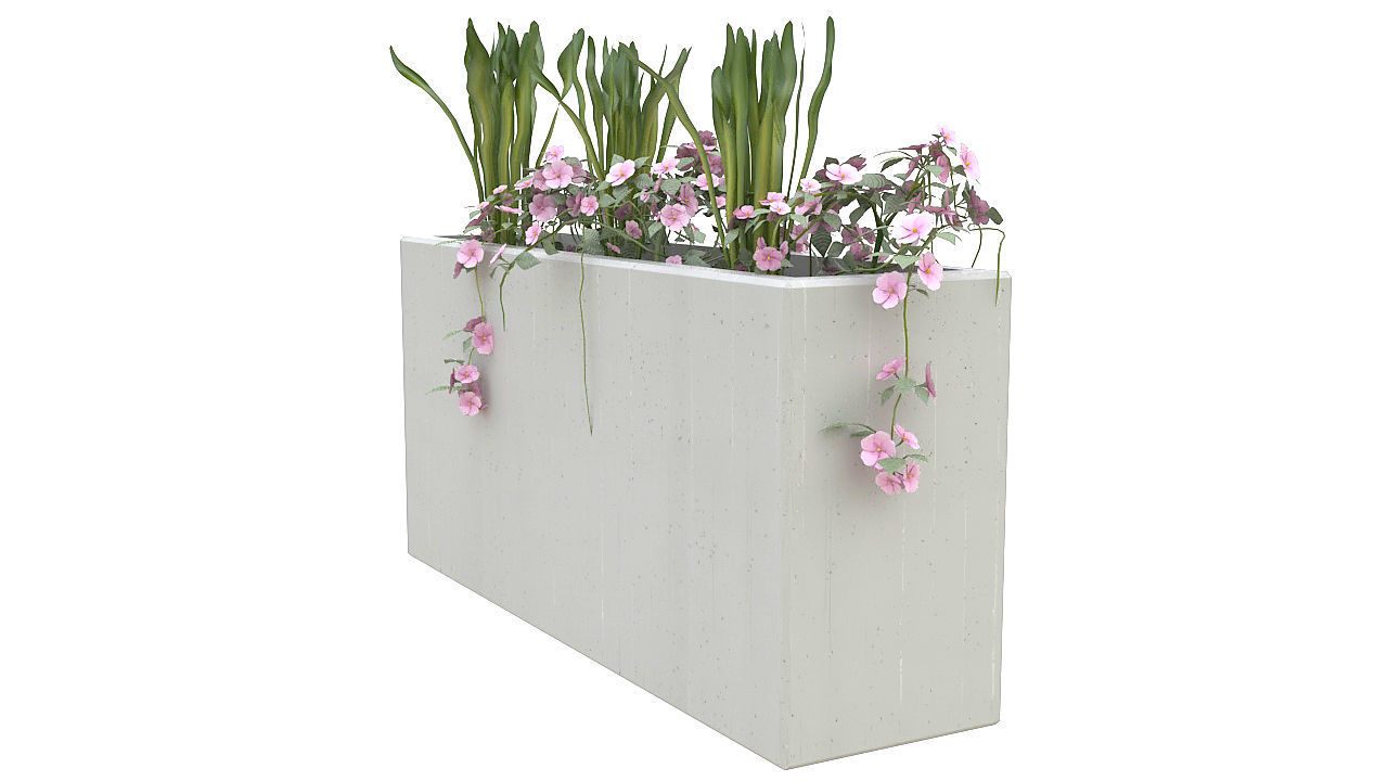 Concrete planter with plants 3D model_2