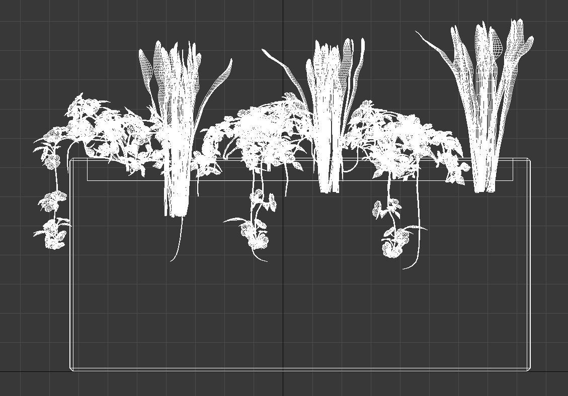 Concrete planter with plants 3D model_16