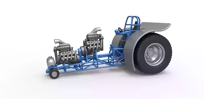 Pulling tractor 2 engines V8 Version 4 Scale 1 to 25
