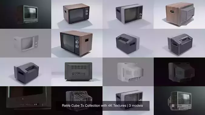 Retro Cube Tv Collection with 4K Textures 
