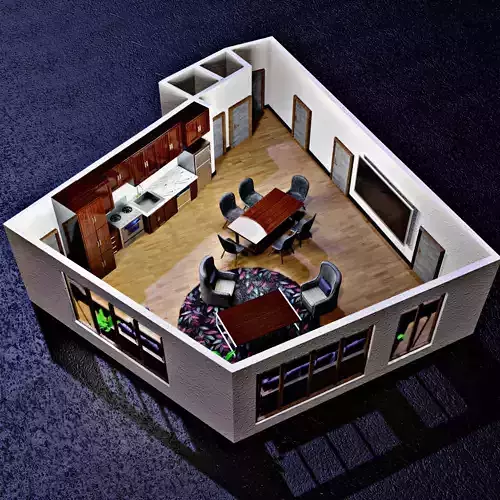 3d living room  Low-poly 3D model