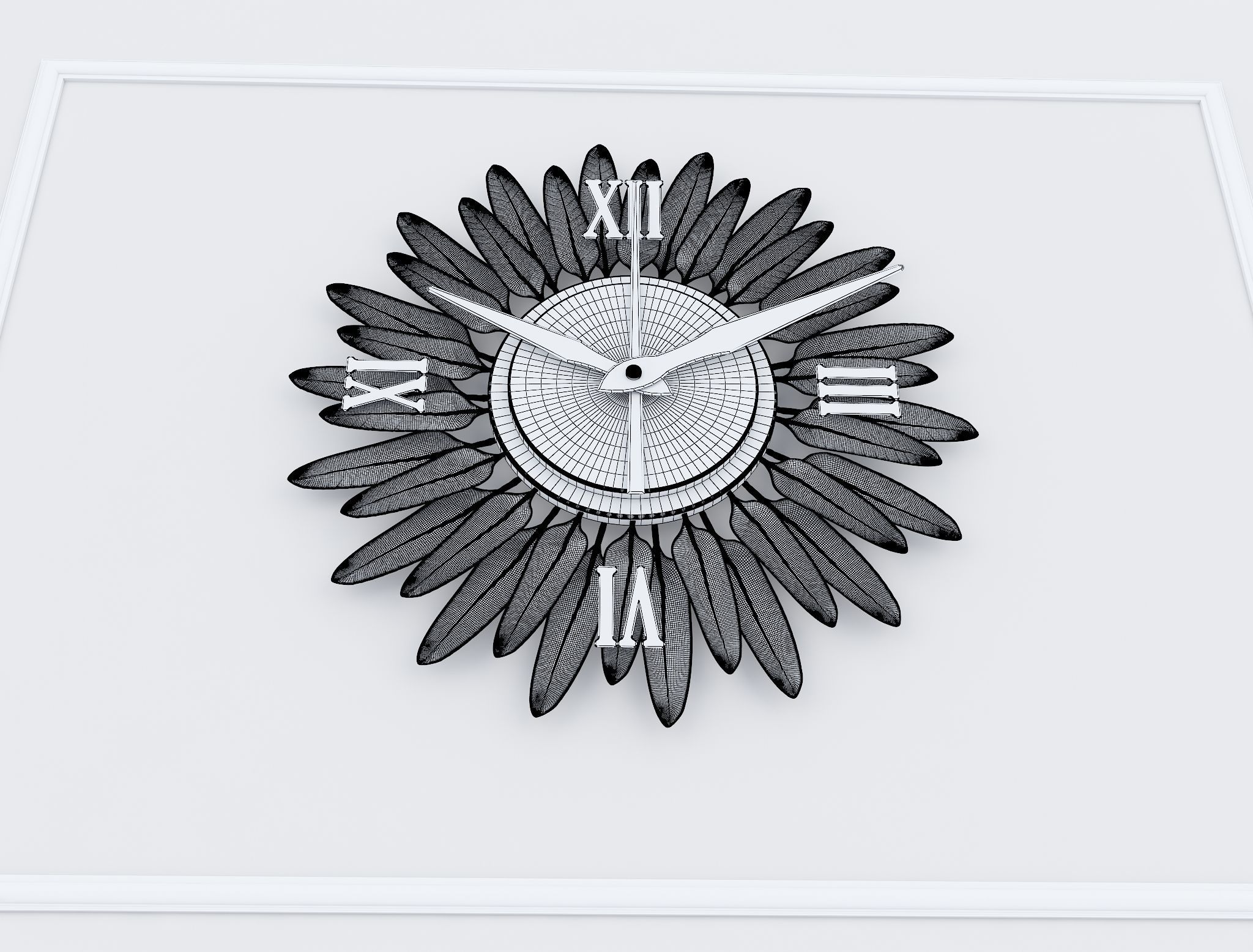 Decorative Metal Clock plants with gold m9 3D model_9