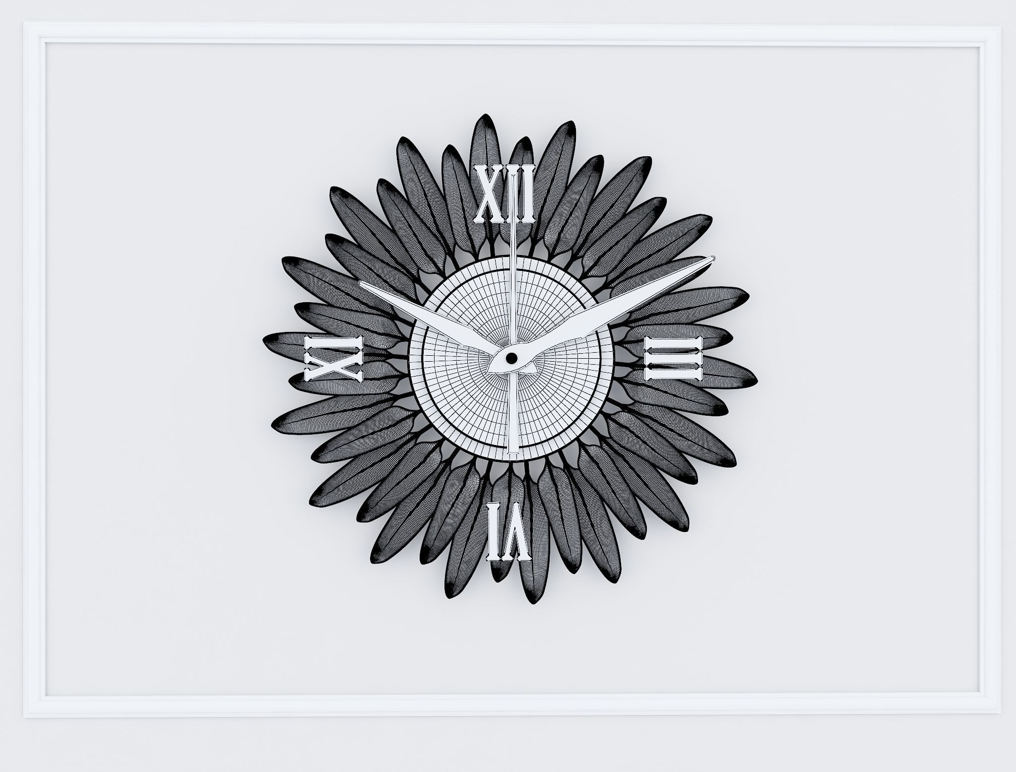 Decorative Metal Clock plants with gold m9 3D model_7