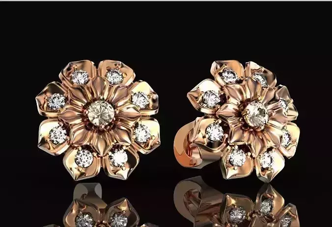 flower-shaped stud earrings with stones 472 