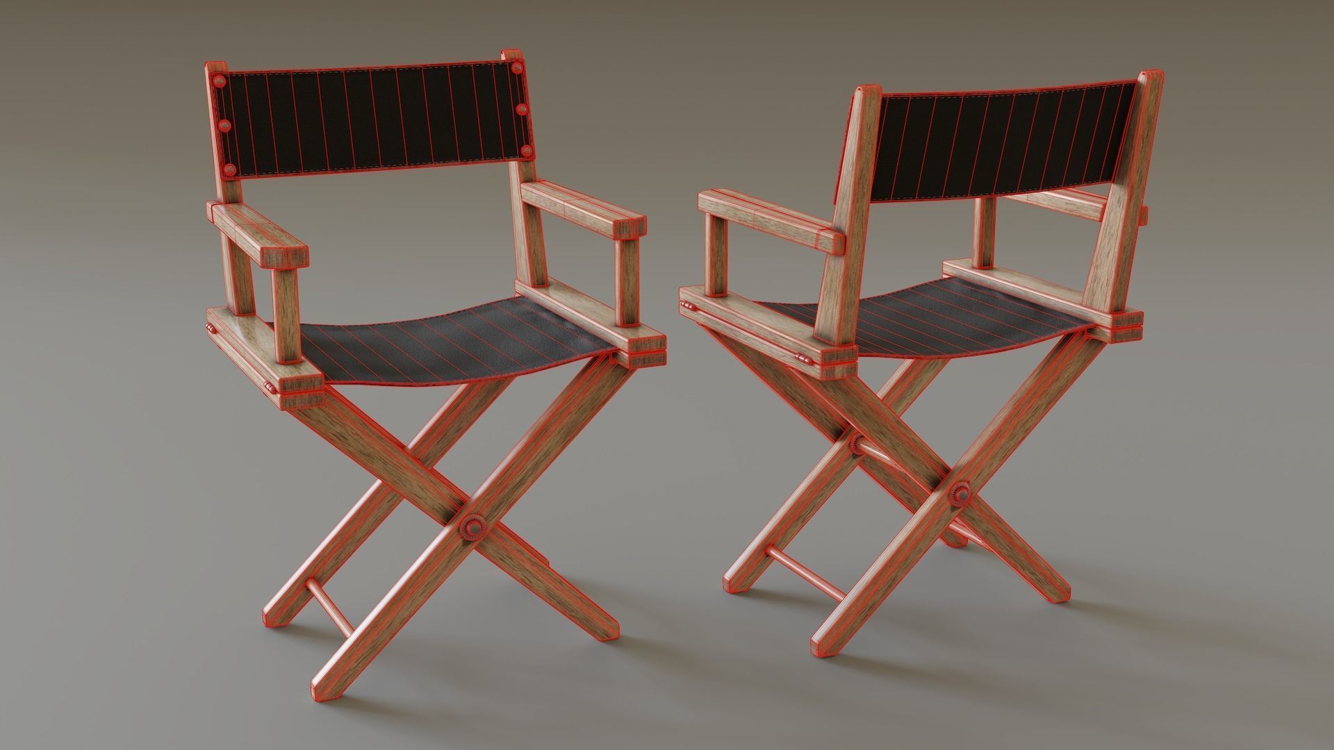 Director Chair Low-poly 3D model_5