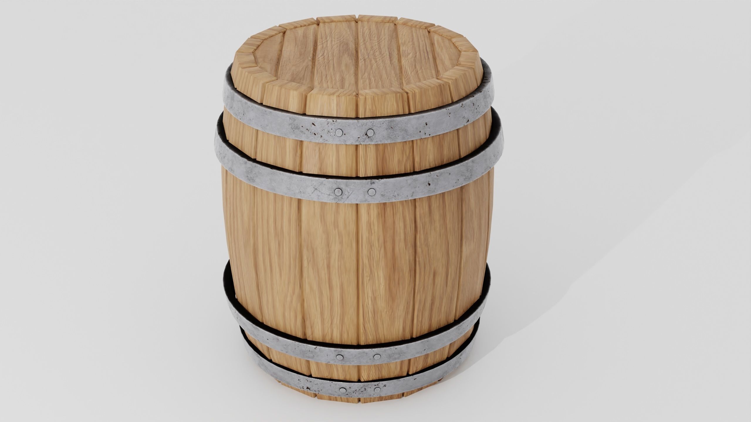 Wooden barrel 02 3D model_8