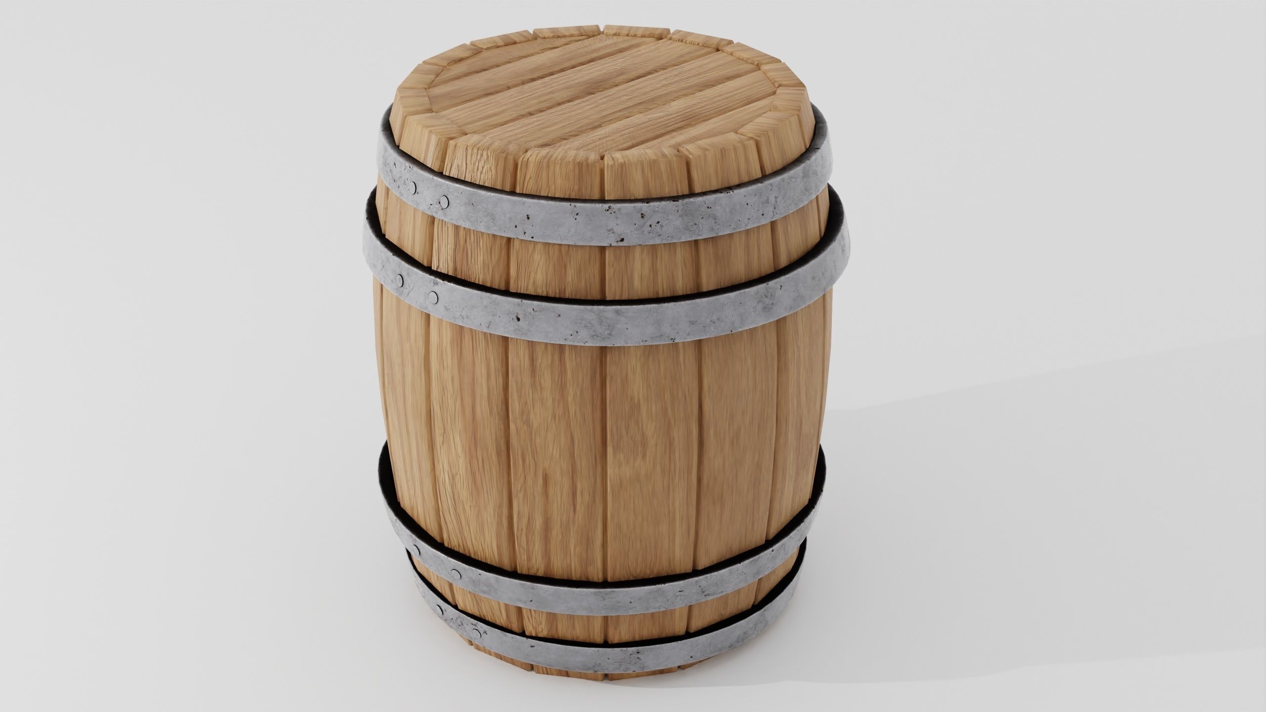 Wooden barrel 02 3D model_9
