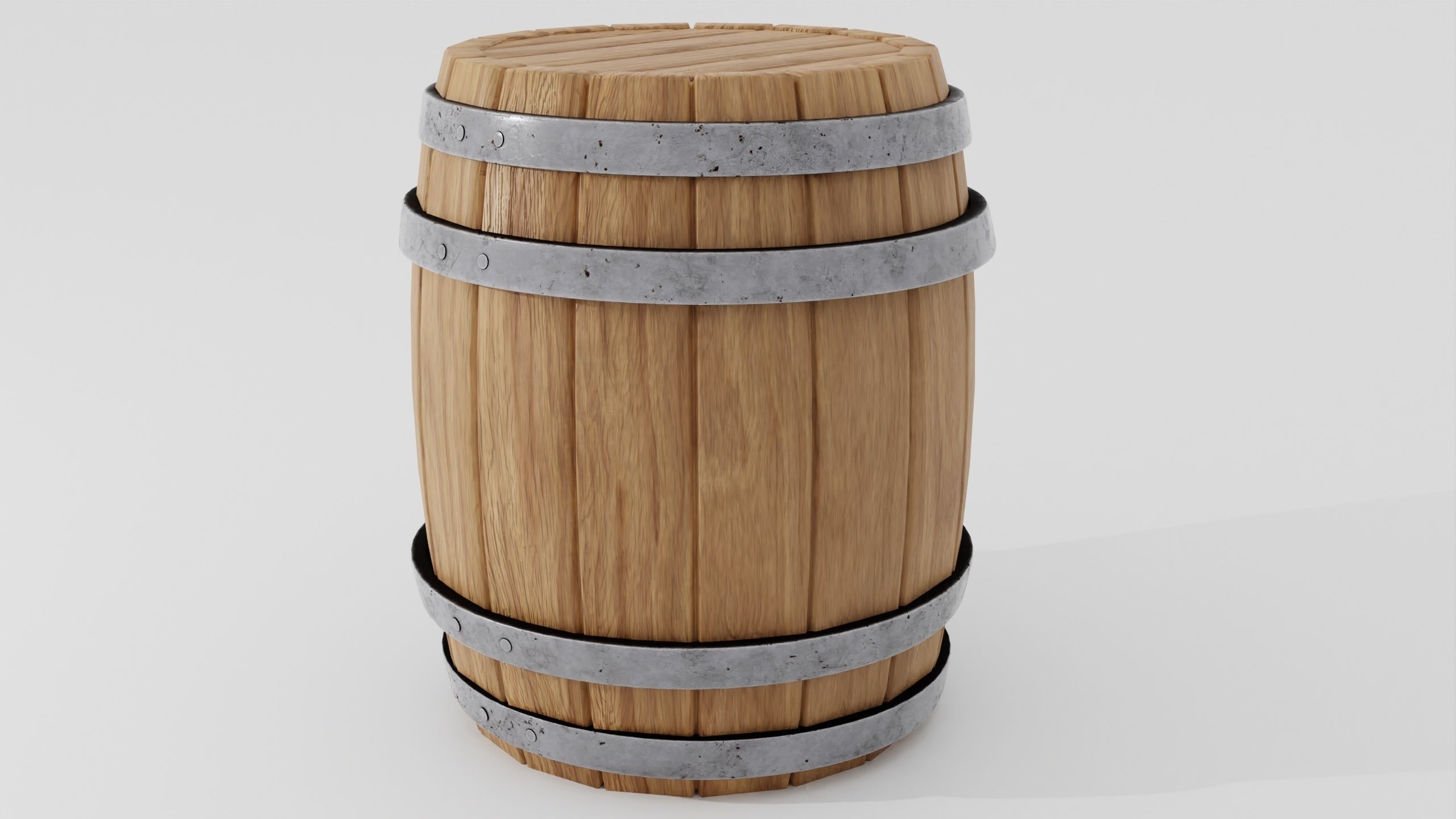 Wooden barrel 02 3D model_1