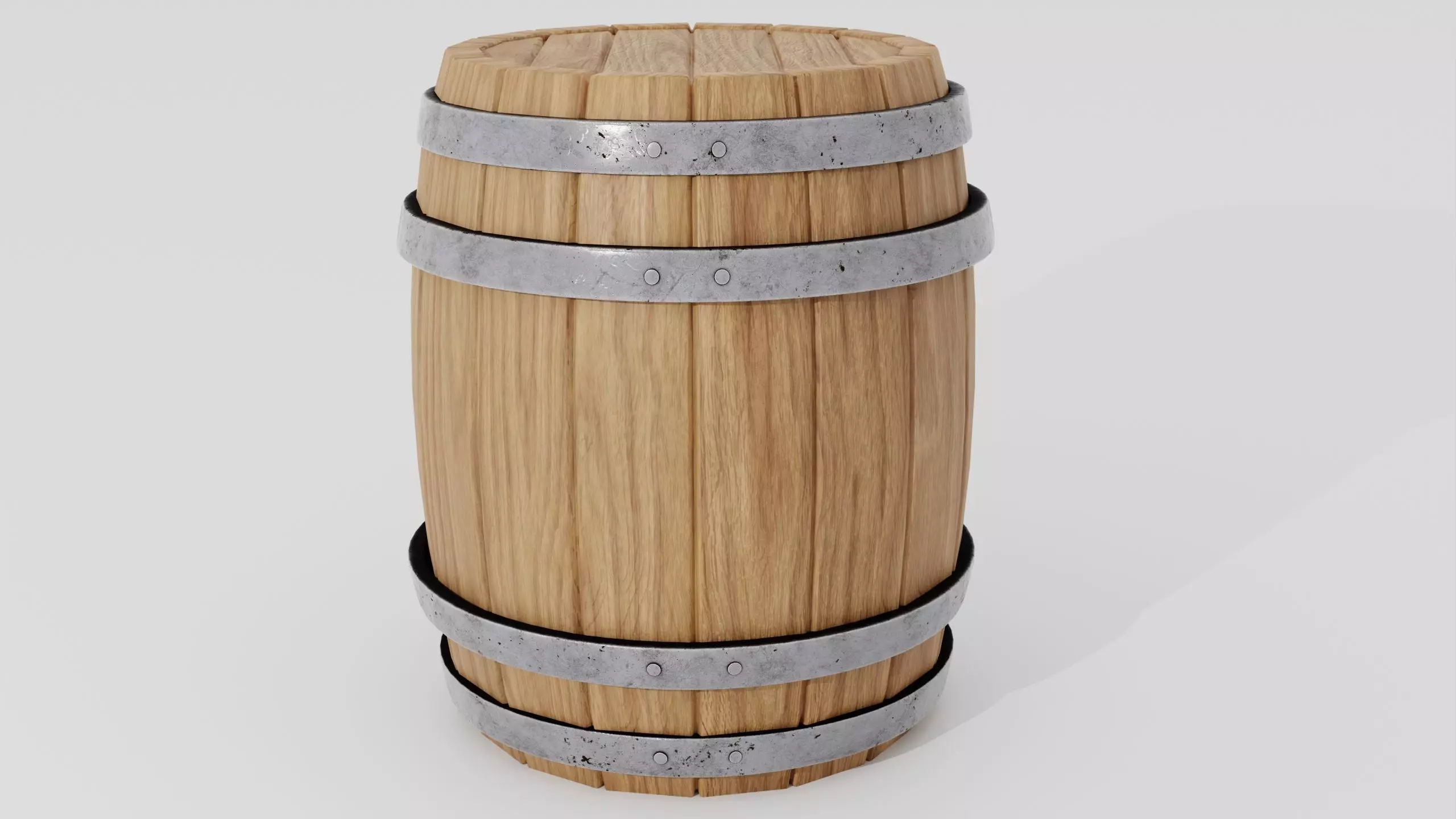 Wooden barrel 02 3D model_0