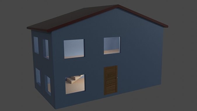 Dollhouse house with windows and doors Free 3D model