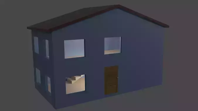 Dollhouse house with windows and doors