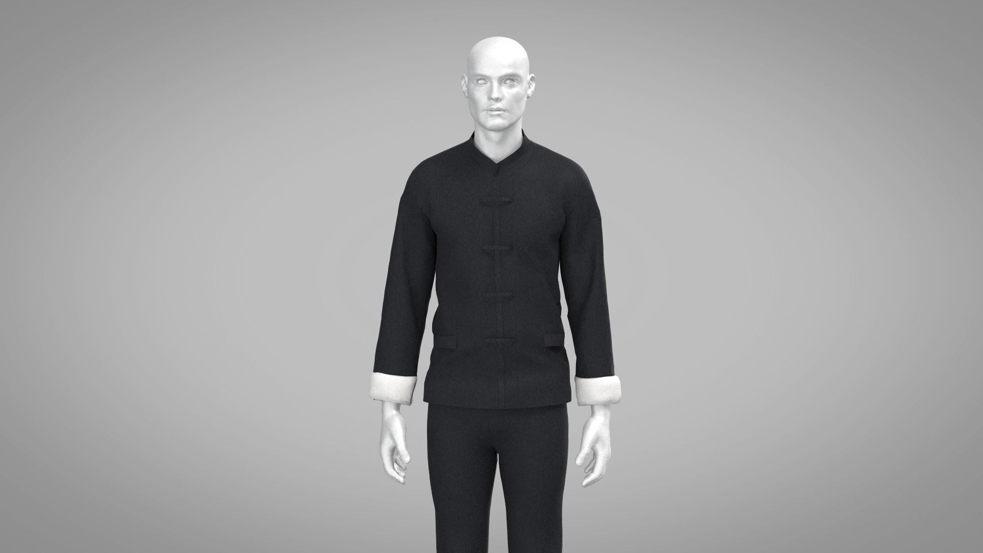 Kung Fu Uniform Low-poly 3D model_3