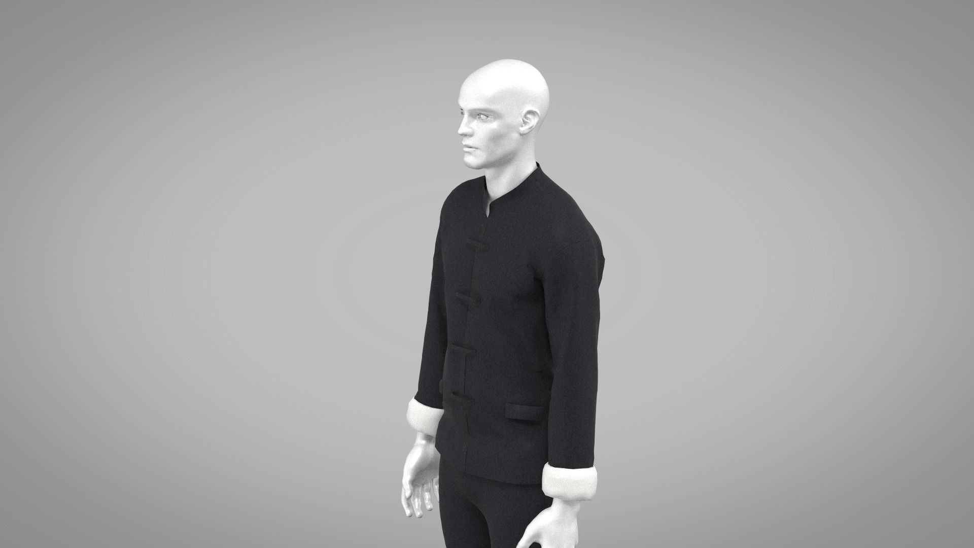 Kung Fu Uniform Low-poly 3D model_5