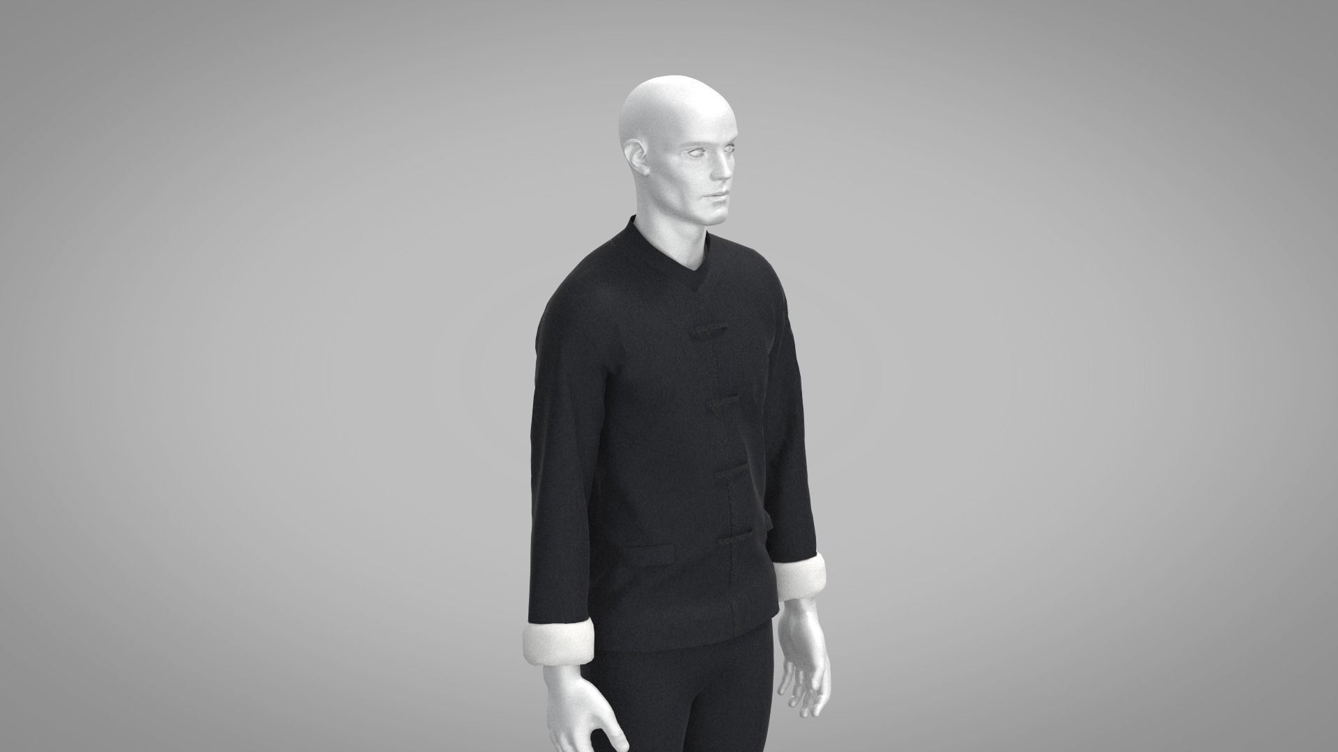 Kung Fu Uniform Low-poly 3D model_4