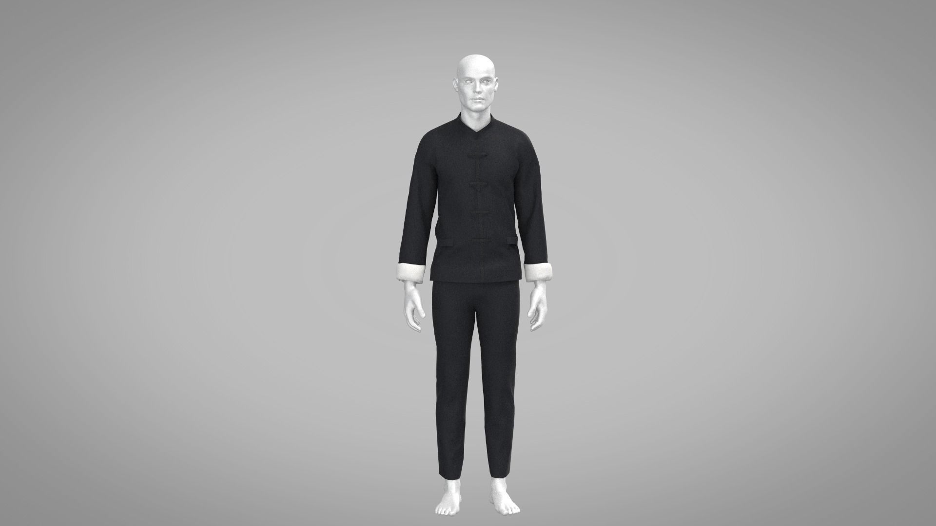 Kung Fu Uniform Low-poly 3D model_1