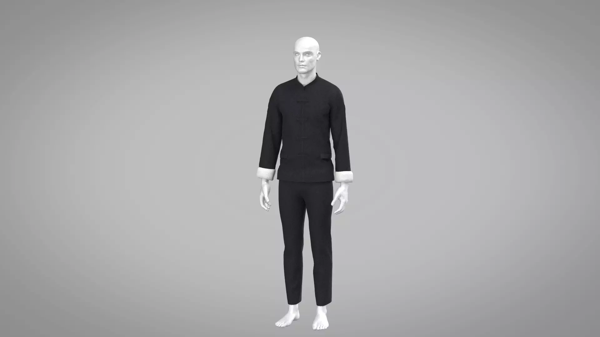 Kung Fu Uniform Low-poly 3D model_0