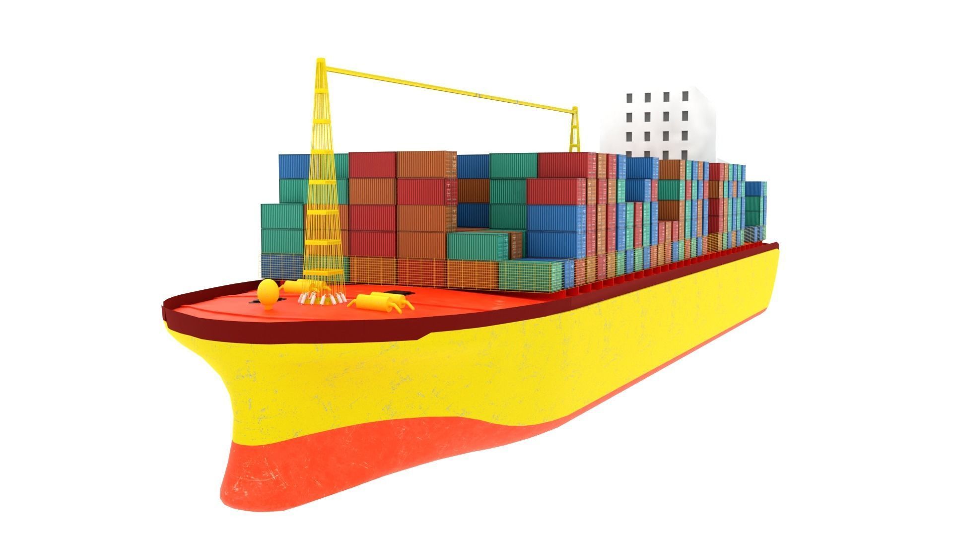 Container Ship  Low-poly 3D model_2