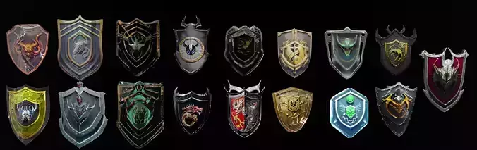 Collection of 3D shields 1