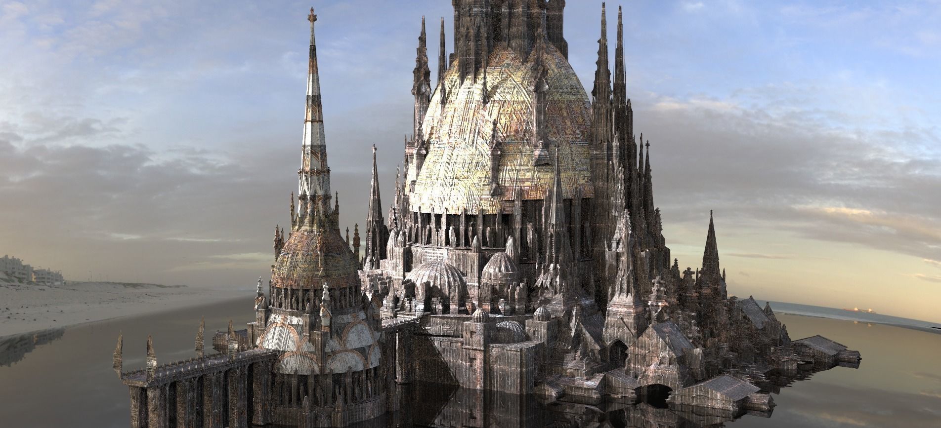 Twin serpant Grand temples Fortress Kit bash 3D model_1