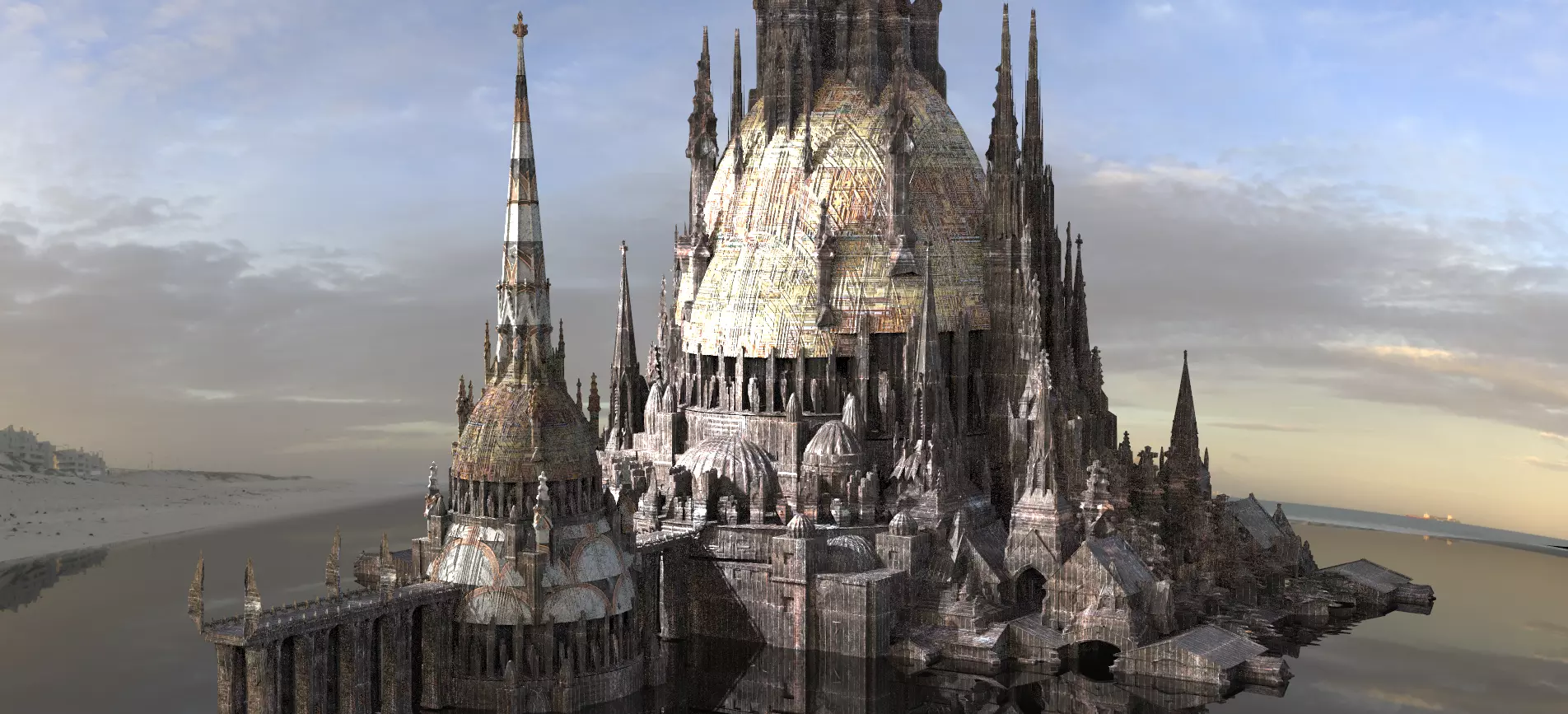 Twin serpant Grand temples Fortress Kit bash 3D model_0