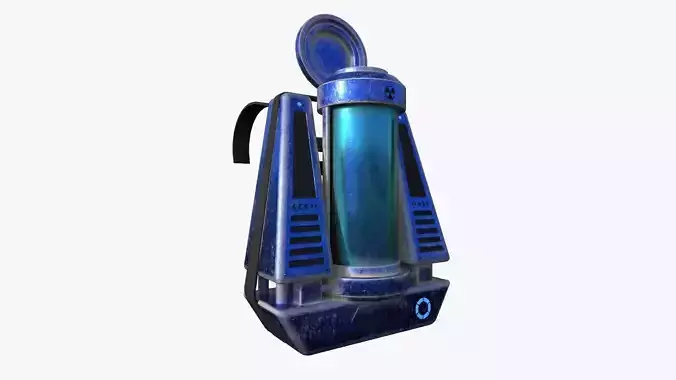 SciFi Backpack J06 Blue Metal - Fashion Character Design Low-poly 3D model