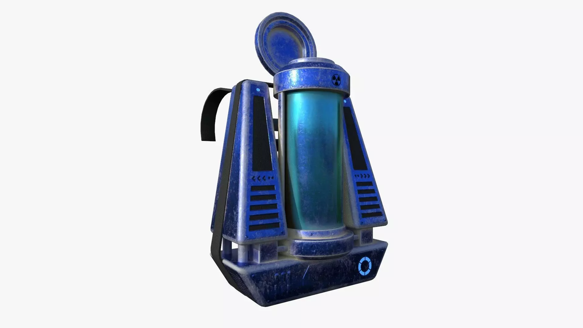 SciFi Backpack J06 Blue Metal - Fashion Character Design Low-poly 3D model_0