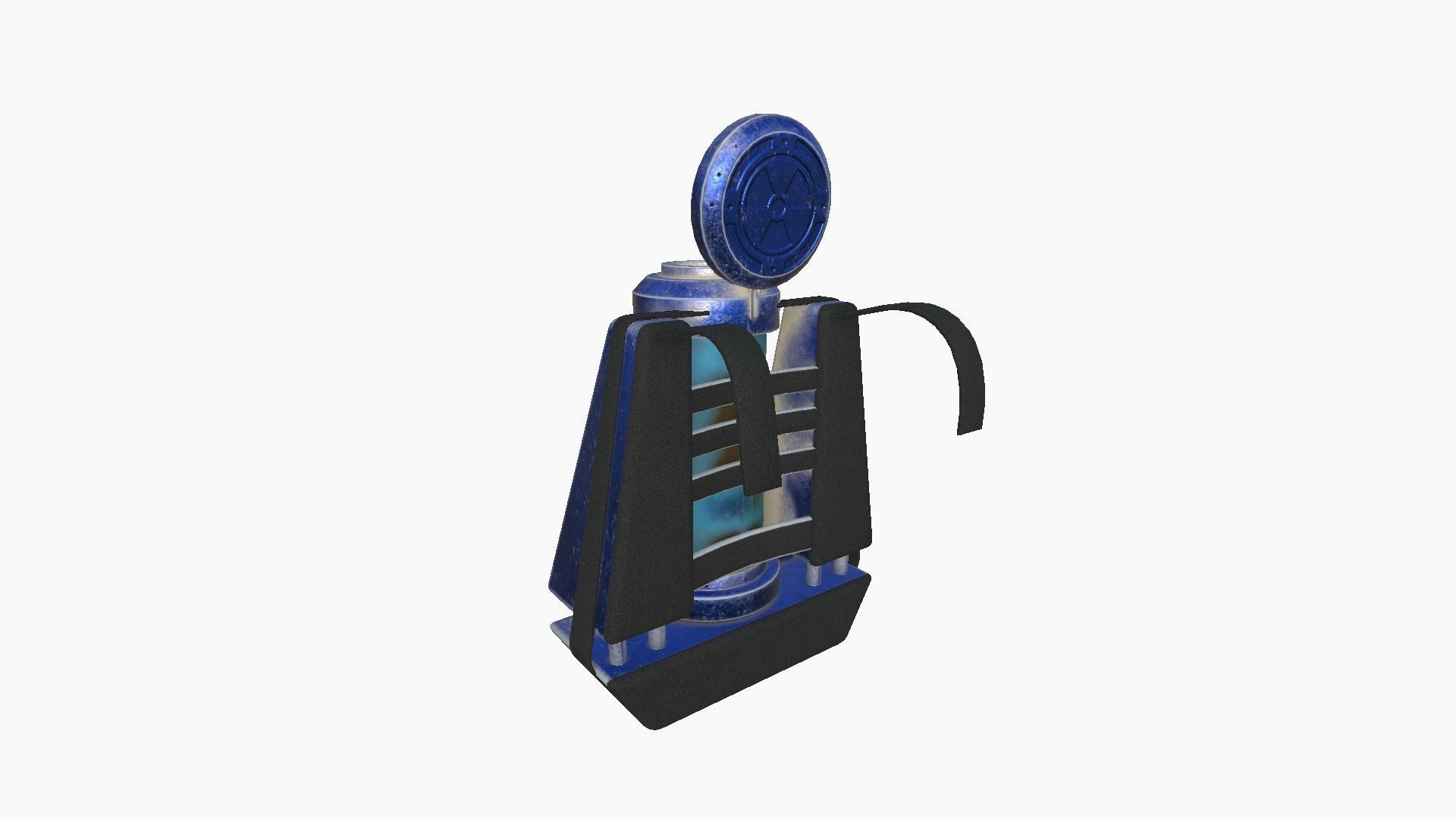 SciFi Backpack J06 Blue Metal - Fashion Character Design Low-poly 3D model_3