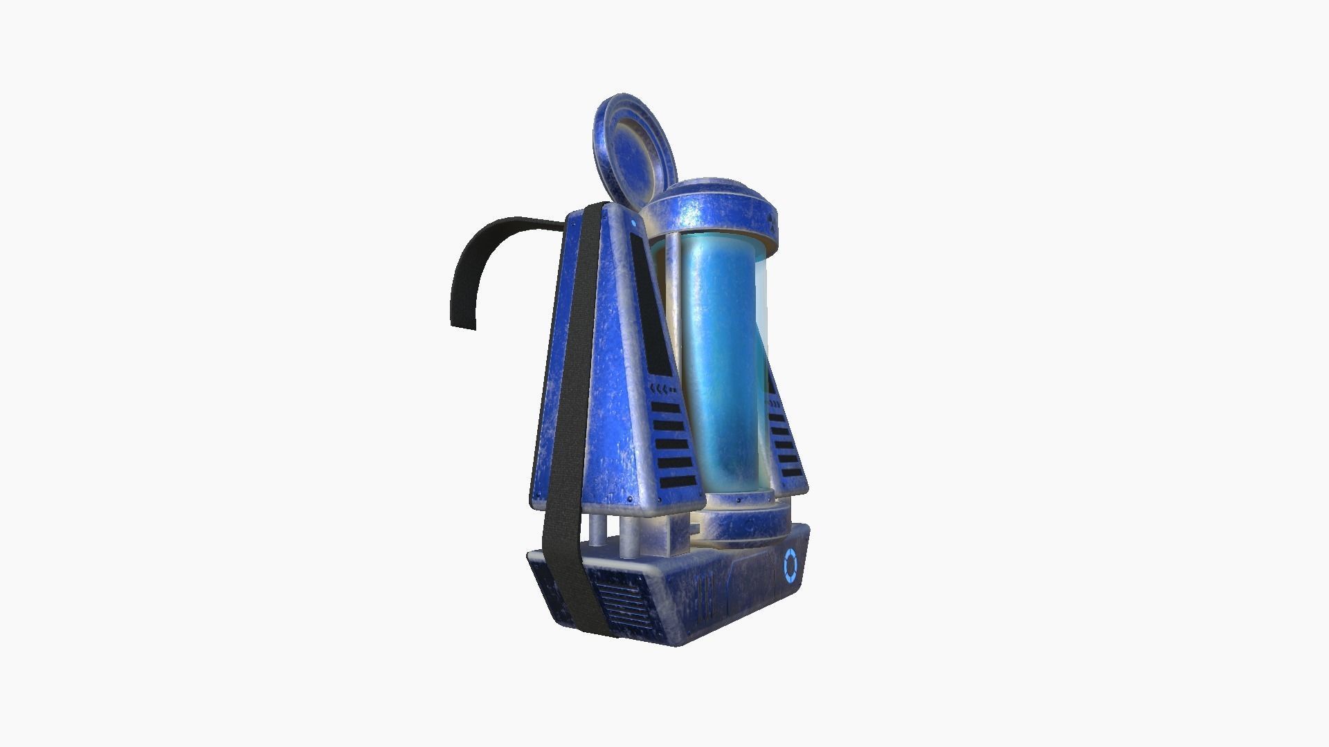 SciFi Backpack J06 Blue Metal - Fashion Character Design Low-poly 3D model_2