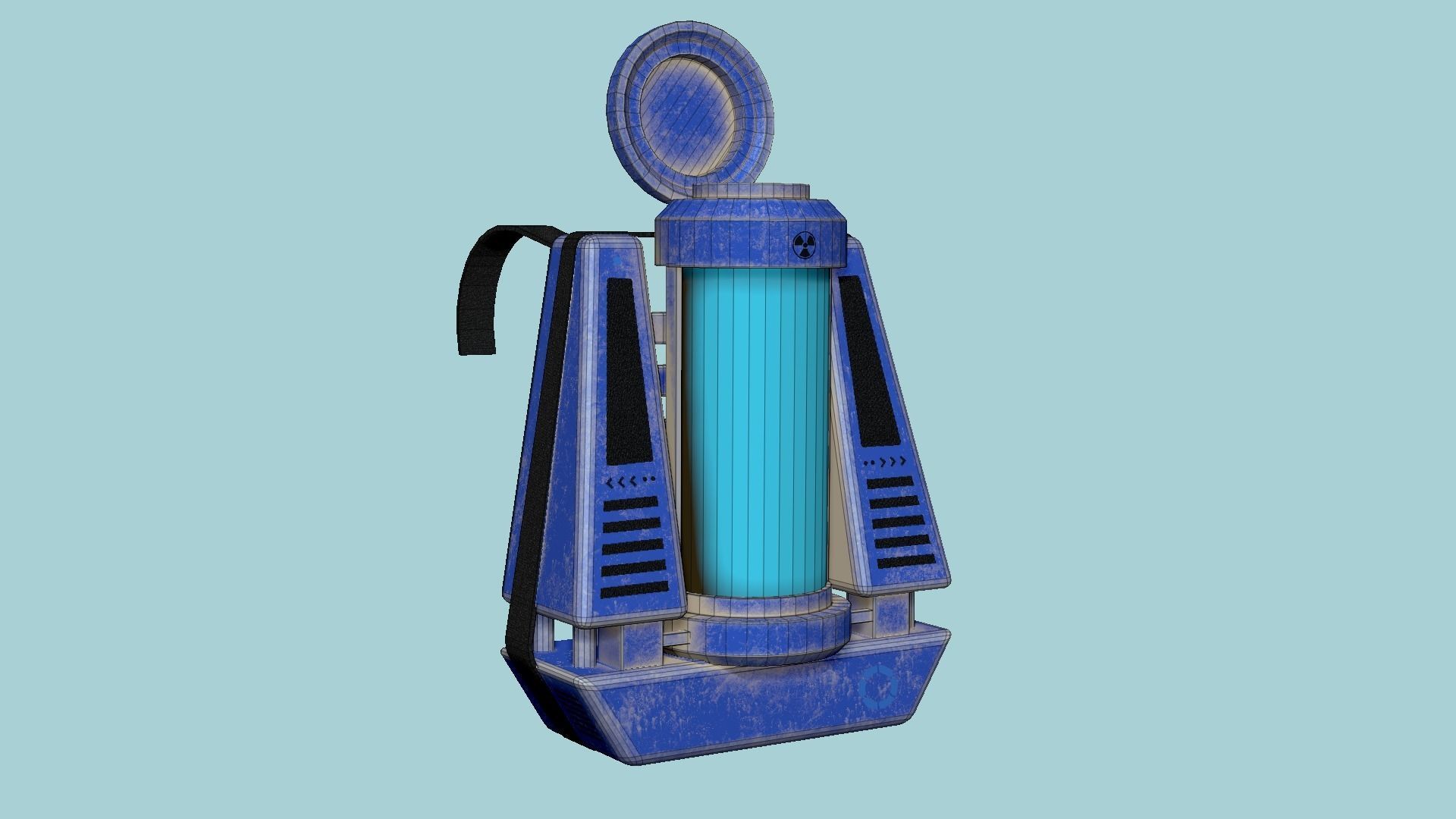 SciFi Backpack J06 Blue Metal - Fashion Character Design Low-poly 3D model_6
