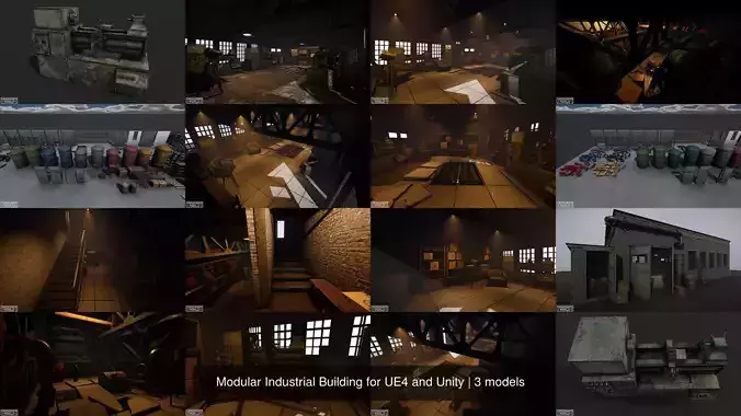 Modular Industrial Building for UE4 and Unity