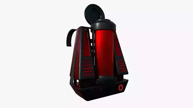SciFi Backpack J08 Black Red - Fashion Character Design Low-poly 3D model