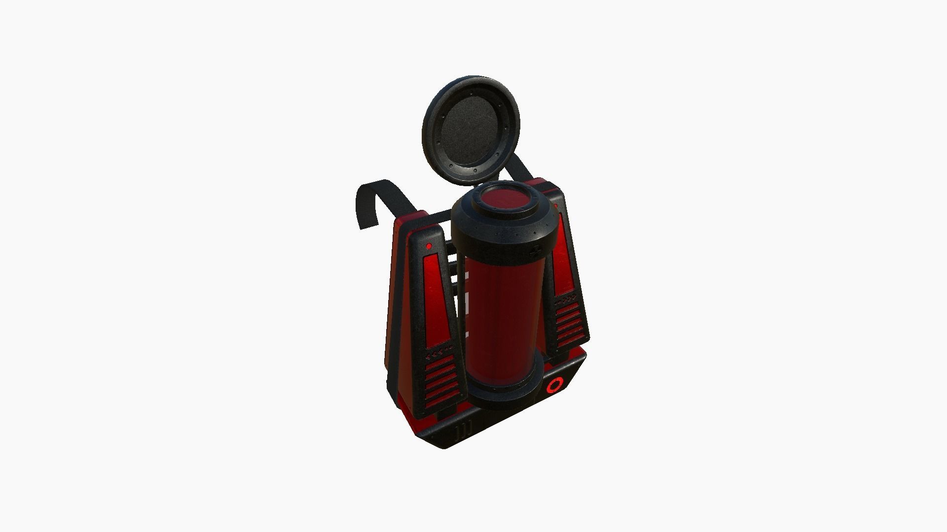SciFi Backpack J08 Black Red - Fashion Character Design Low-poly 3D model_4