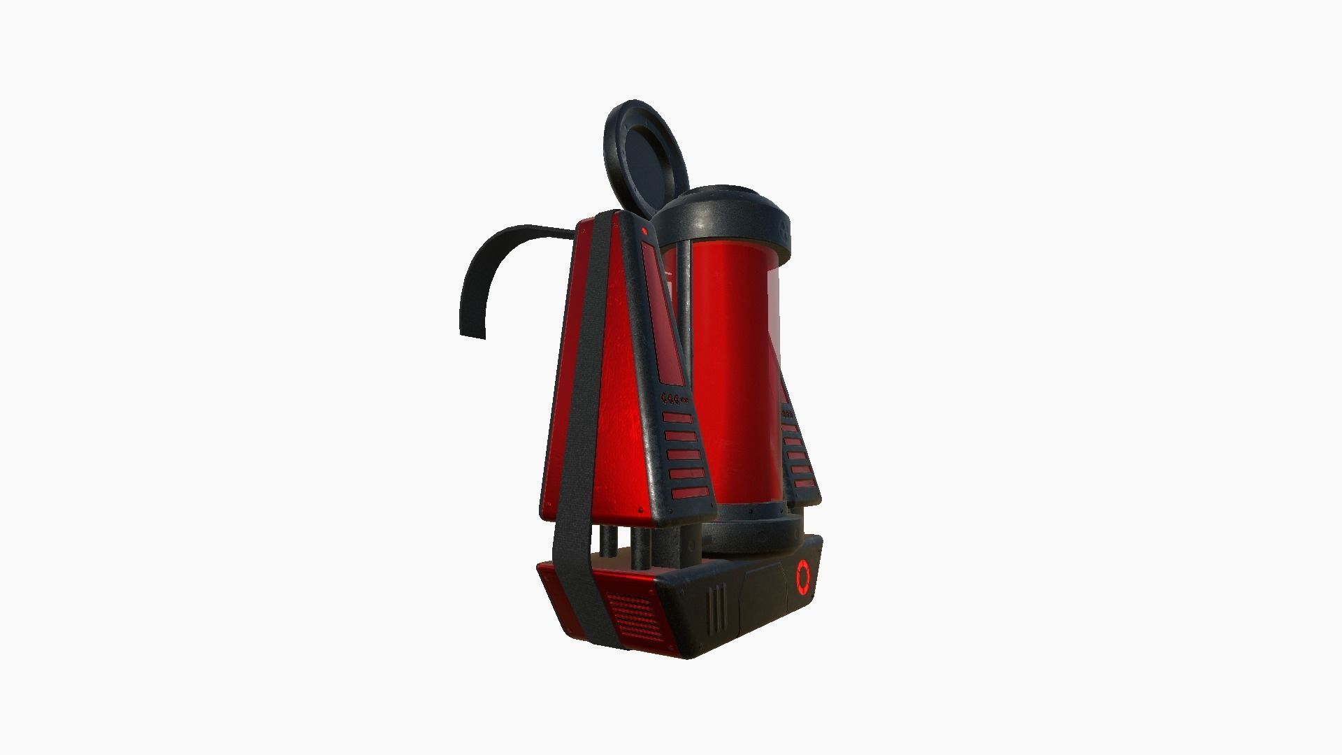 SciFi Backpack J08 Black Red - Fashion Character Design Low-poly 3D model_2