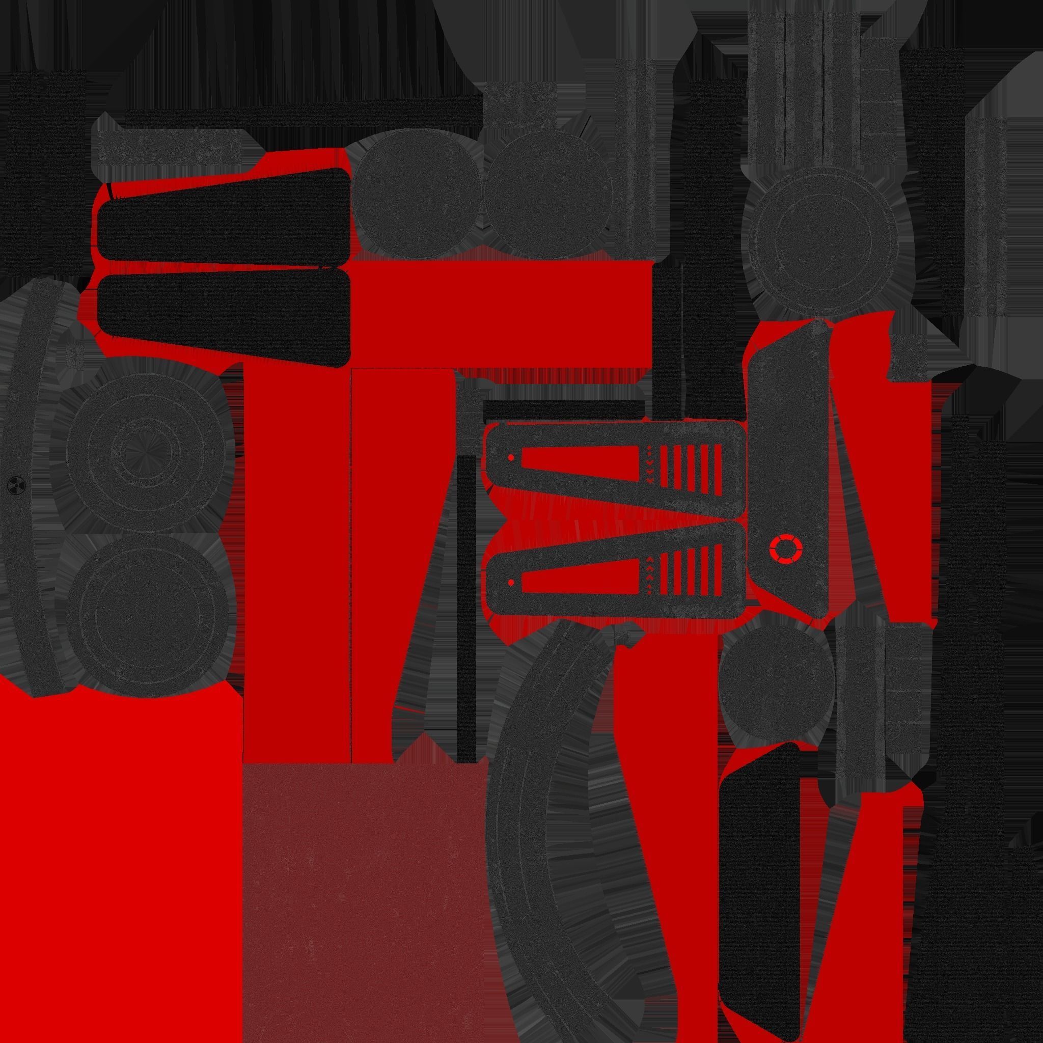 SciFi Backpack J08 Black Red - Fashion Character Design Low-poly 3D model_21