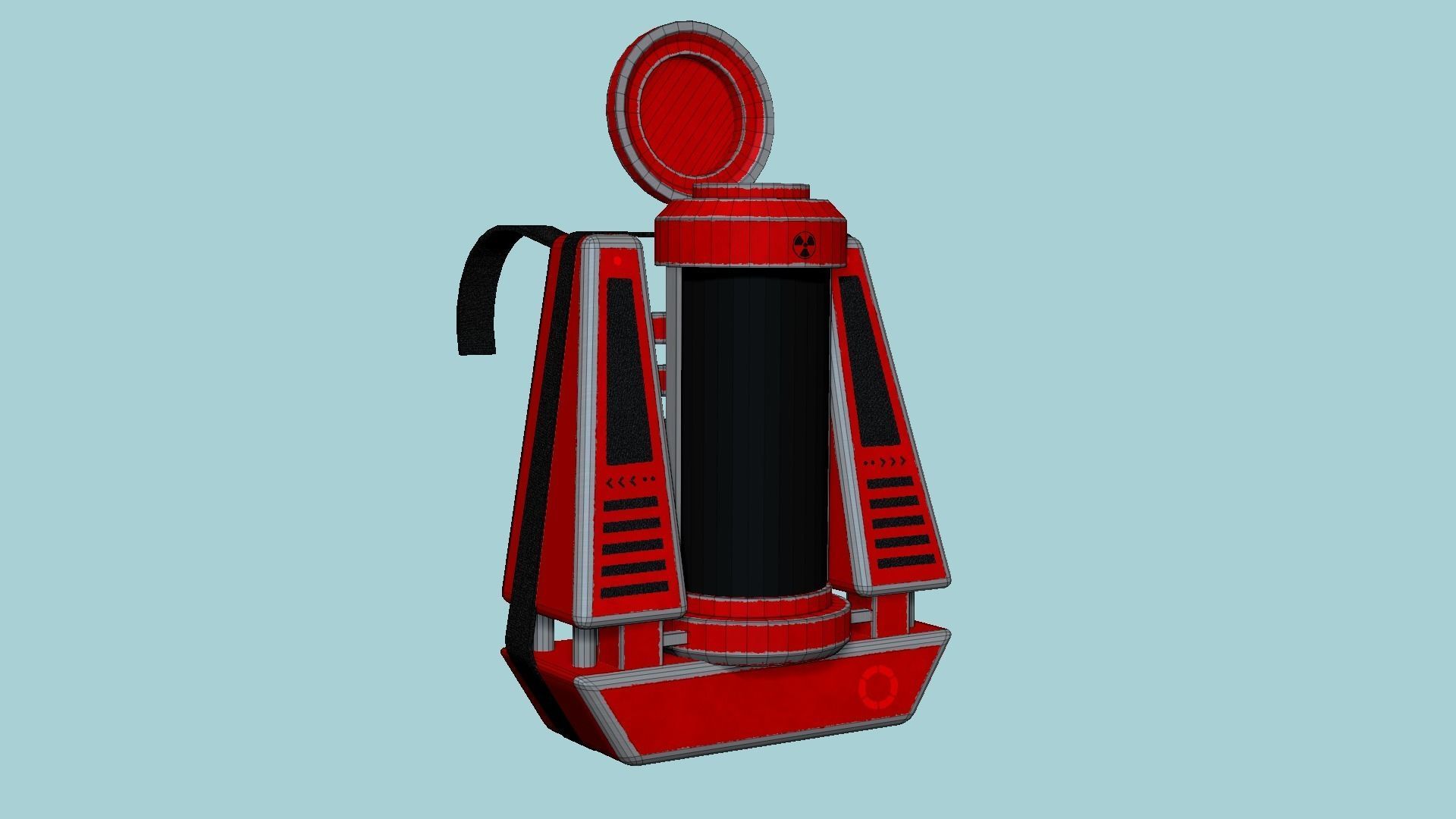 SciFi Backpack J09 Red - Fashion Character Design Low-poly 3D model_6