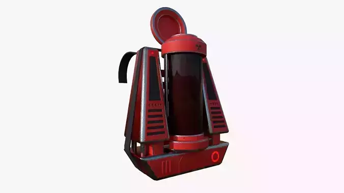 SciFi Backpack J09 Red - Fashion Character Design Low-poly 3D model