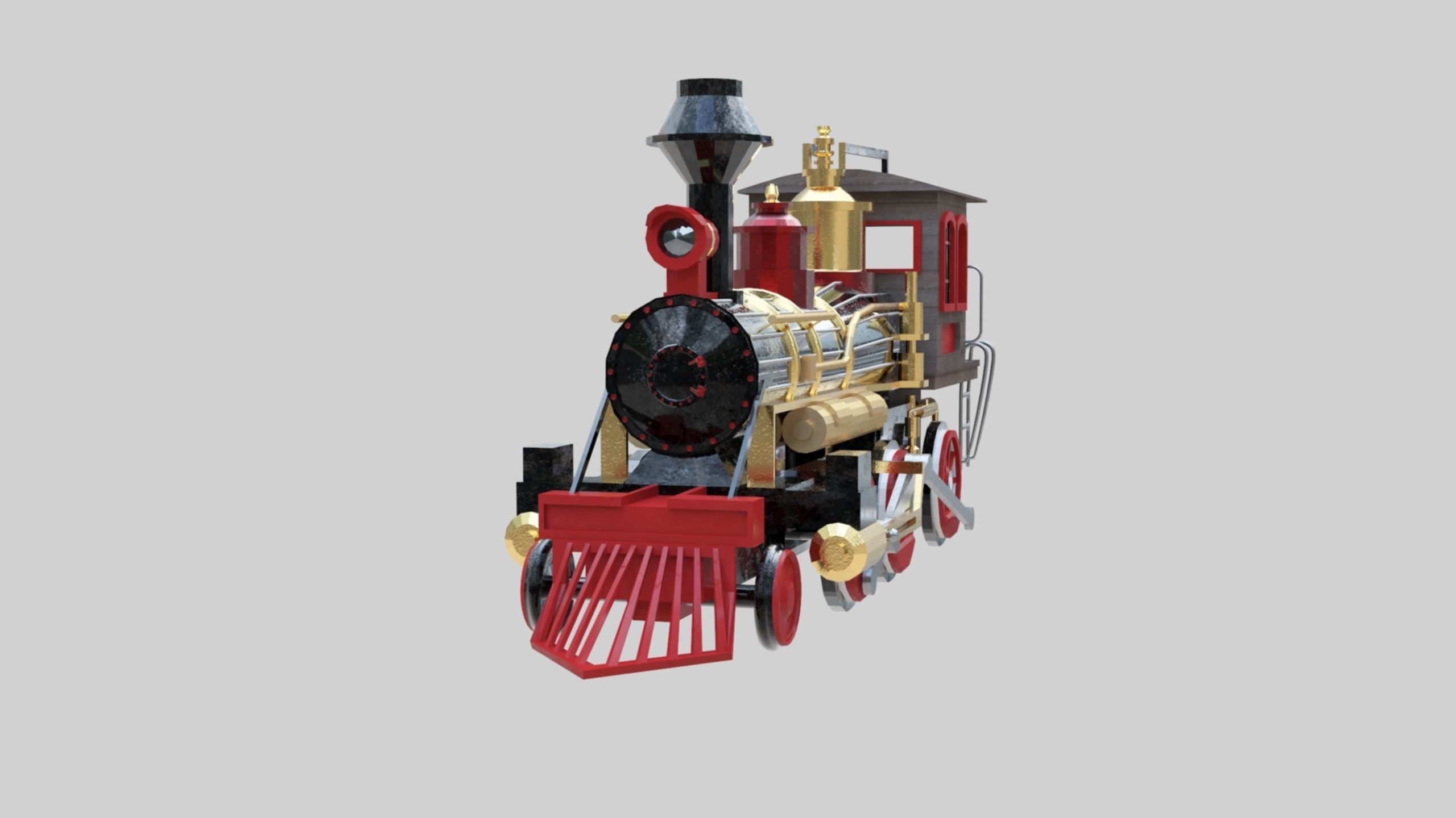 Low Poly Old Steam Train - Union Pasific Style Low-poly 3D model_83