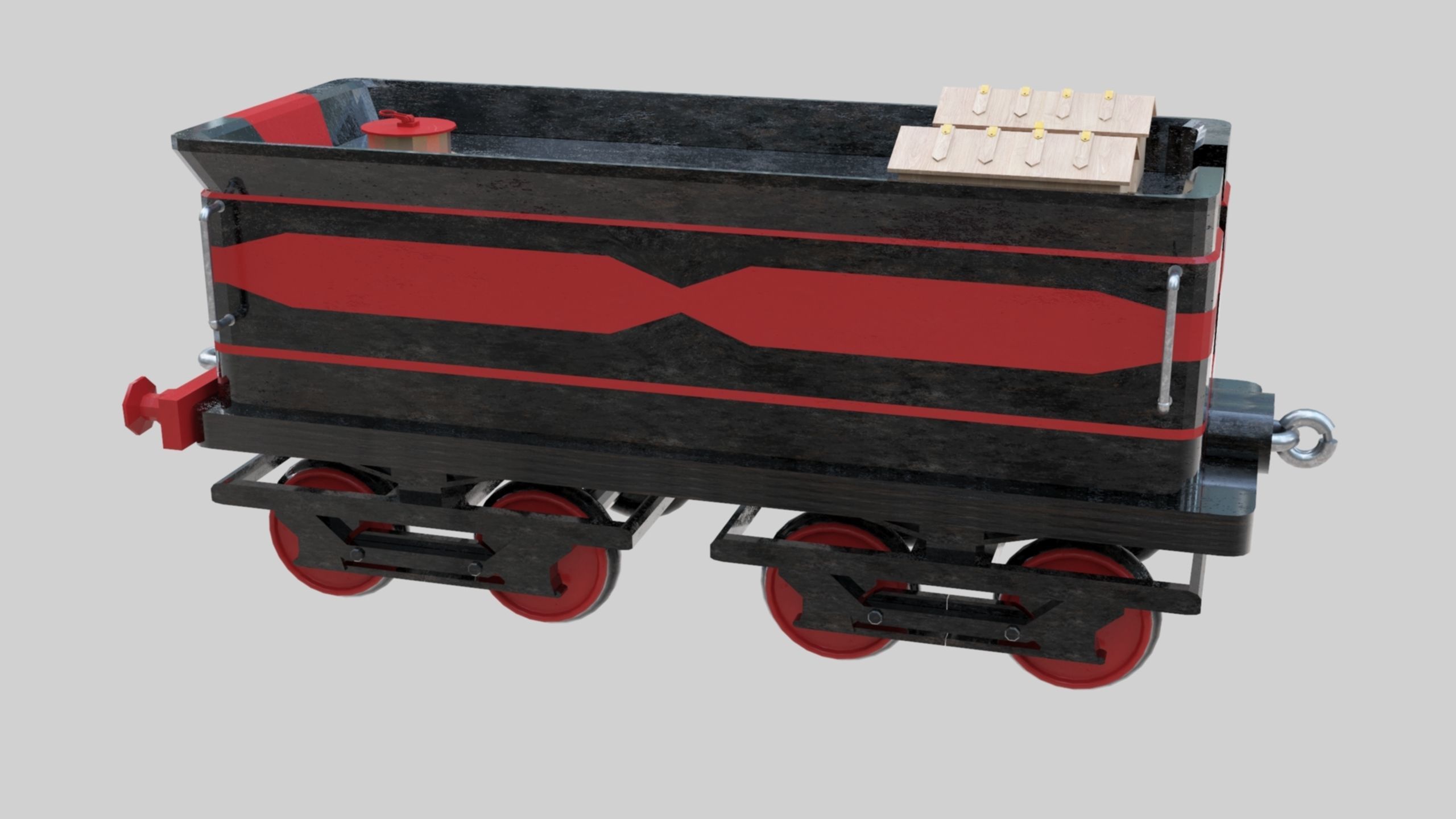 Low Poly Old Steam Train - Union Pasific Style Low-poly 3D model_125