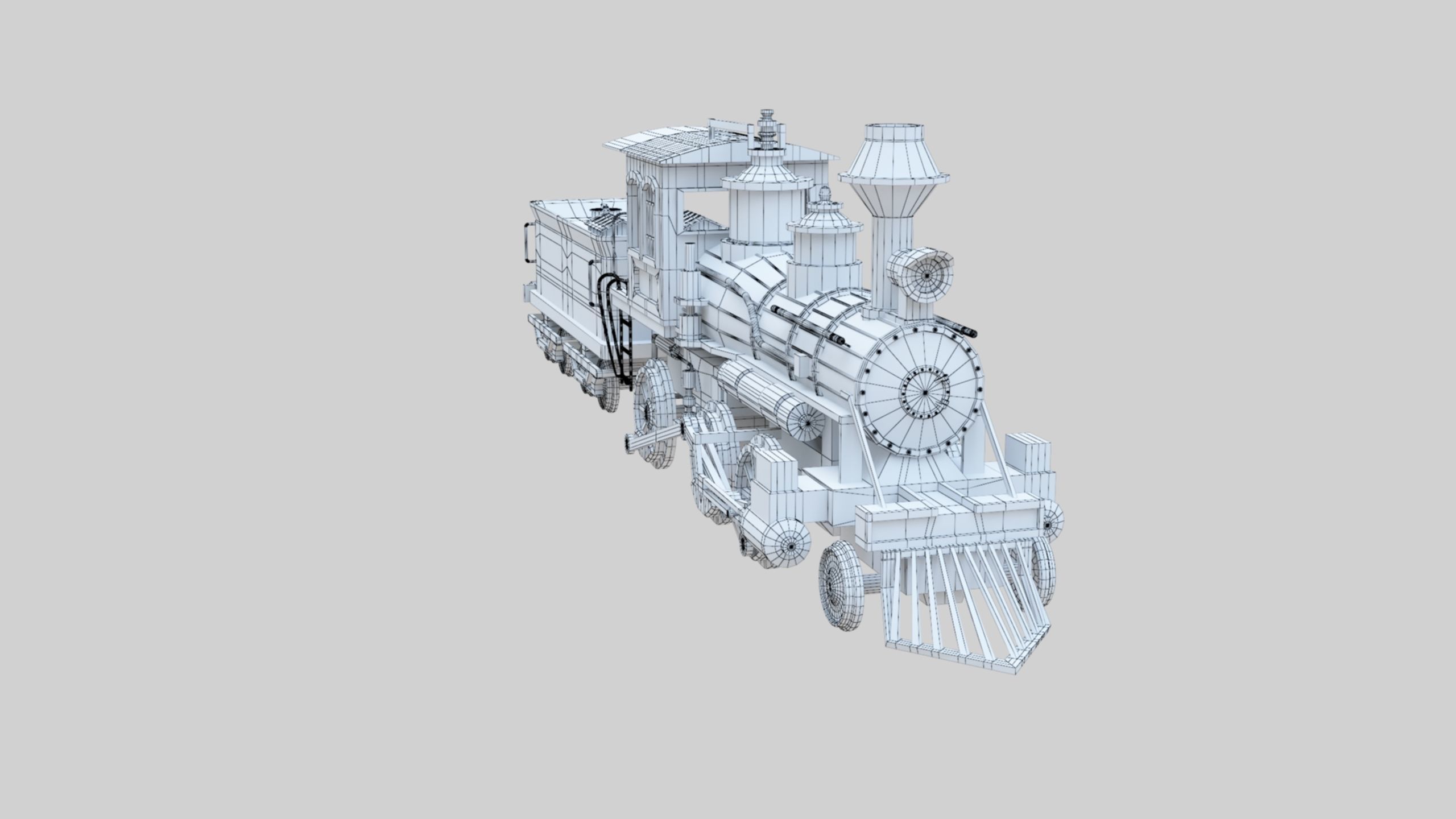 Low Poly Old Steam Train - Union Pasific Style Low-poly 3D model_34